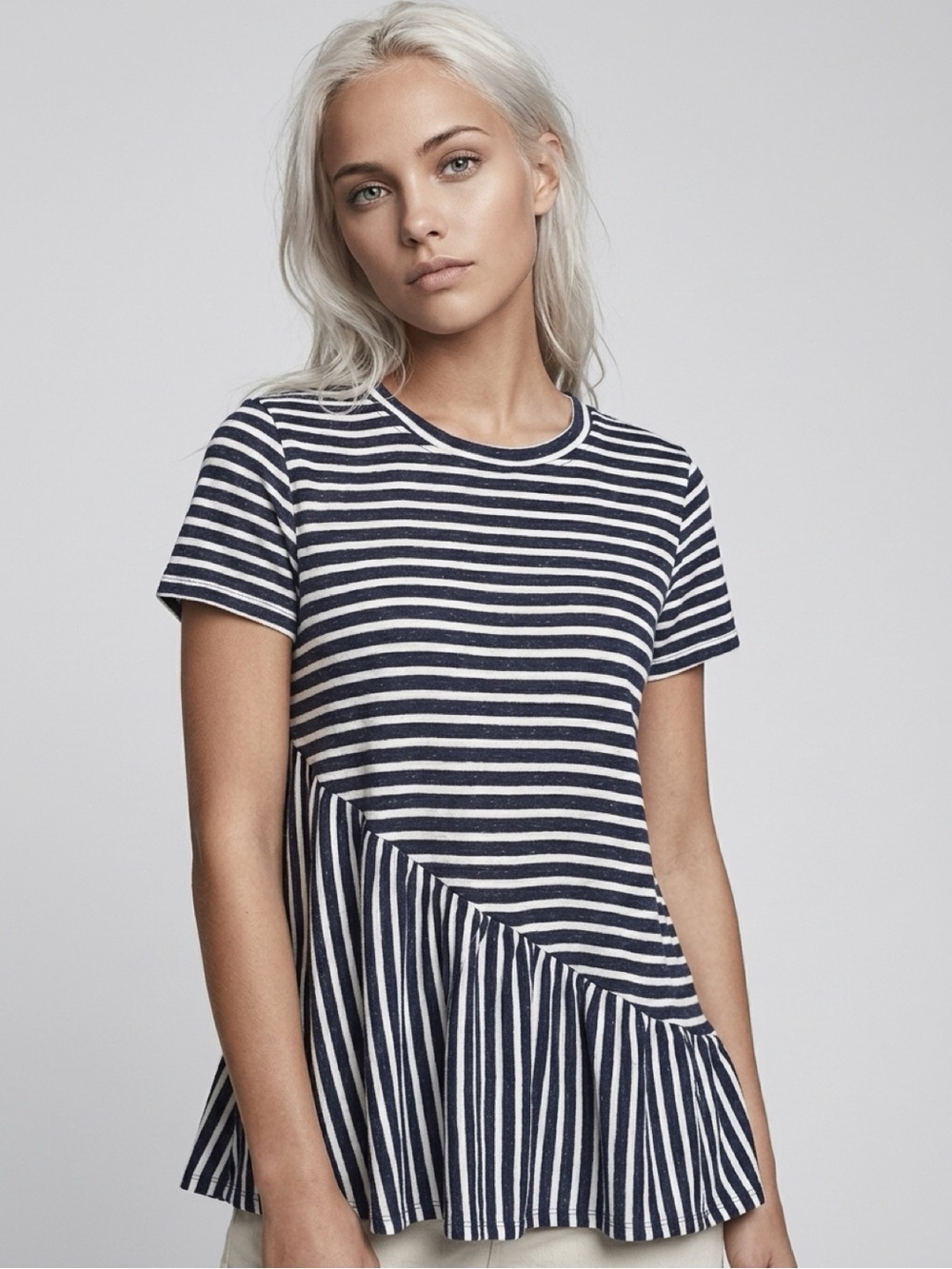 Hayden Los Angeles Skirted Tee Navy Stripe Size Medium